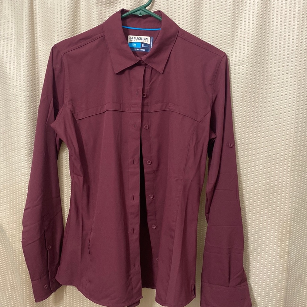 Wine Magellan Fishing Long Sleeve Button Down. NWOT